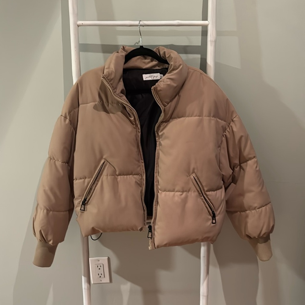 Petal and Pup Cropped Puff Jacket